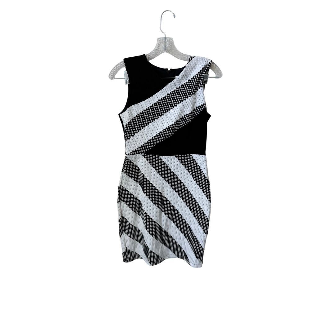 Shoshanna Black & White Geometric Stripe Sheath Dress Size 4